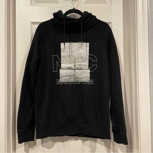 H&M NYC Manhattan Pull Over Mock Gator Neck Sweatshirt Black